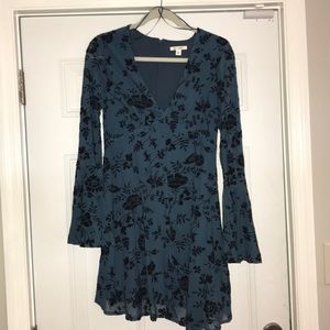 Teal & Black Long Sleeve Dress